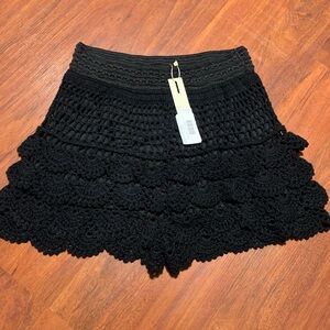 Source Unknown Black Crochet Tiered Women’s Shorts